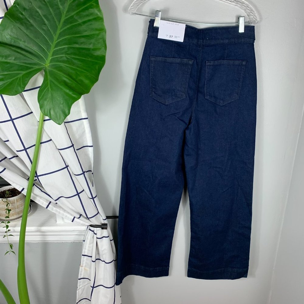 Loft High Rise Wide Leg Crop Jeans Blue Size 4 - Picture 4 of 5